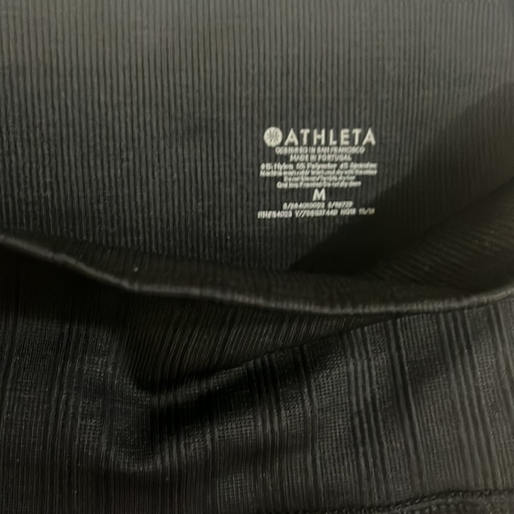 Athleta medium Black Gray Stripe Intarsia Seamless Leggings Women workout pants - Picture 2 of 3